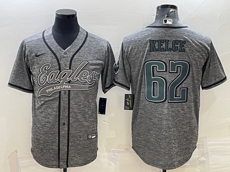 Men's Philadelphia Eagles Jason Kelce #62 Gray Player Jerseys Joint Edition