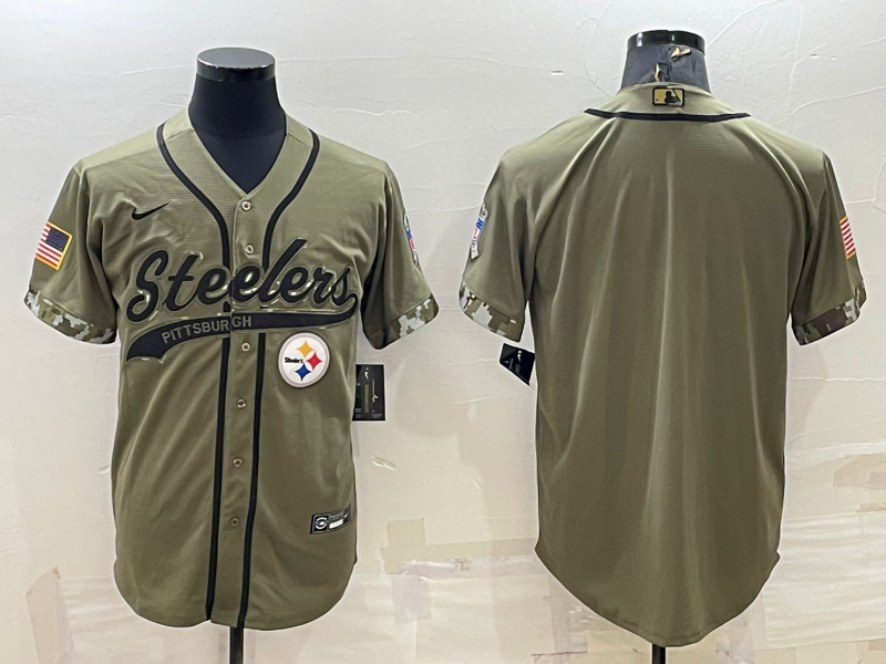 Men's Pittsburgh Steelers Olive 2022 Salute To Service Limited Blank Jerseys