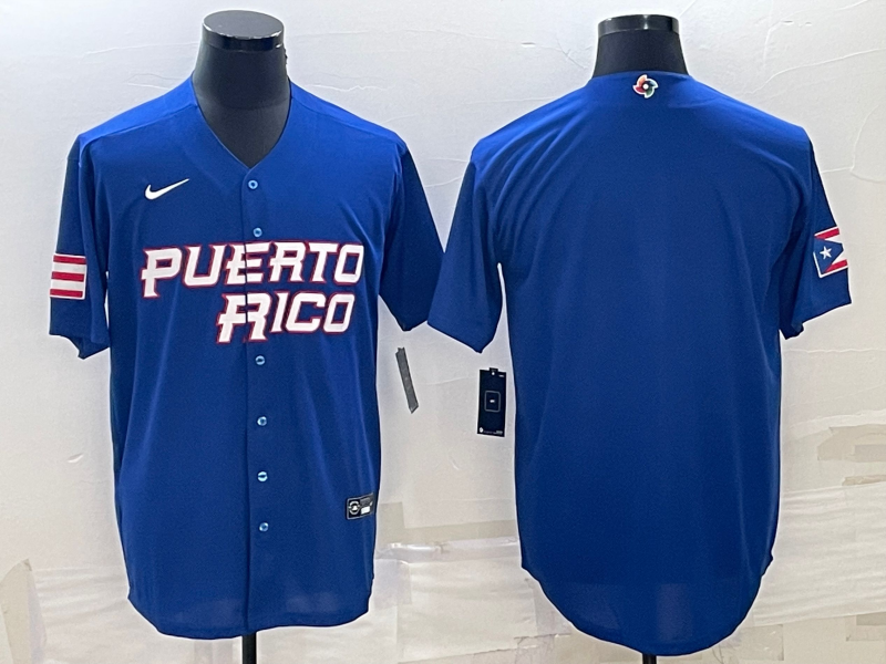 Men's 2023 World Baseball Classic Puerto Rico Blue Blank Jerseys