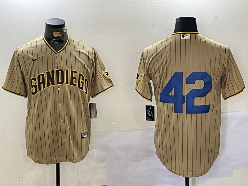 Men's San Diego Padres #42 Tan 2024 Jackie Robinson Day Home Limited Jerseys