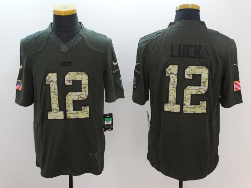 Men's Indianapolis Colts Andrew Luck #12 Army Green Game Jerseys