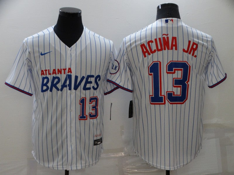 Men's Atlanta Braves Ronald Acuna Jr. #13 White Stitched Jerseys City Edition
