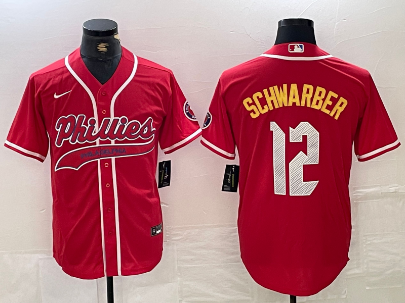 Men's Philadelphia Phillies Kyle Schwarber #12 Red Player Jerseys Joint Edition