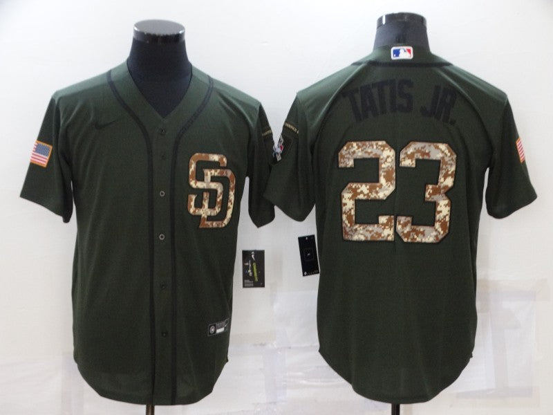 Men's San Diego Padres Fernando Tatis Jr. #23 Army Green Stitched Jerseys