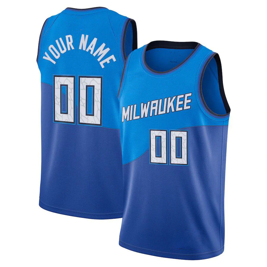 Men's Milwaukee Bucks Blue 2020/21 Custom Swingman Jerseys - City Edition