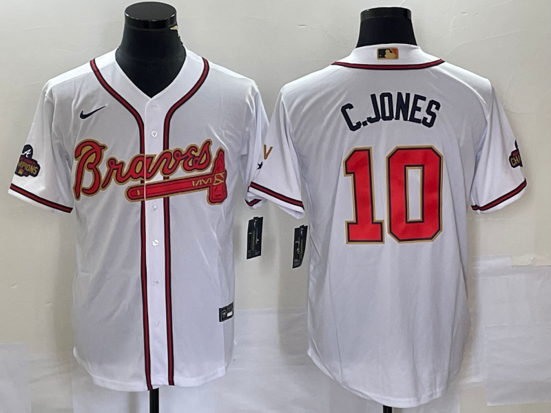 Men's Atlanta Braves Chipper Jones #10 White Replica Game Jerseys