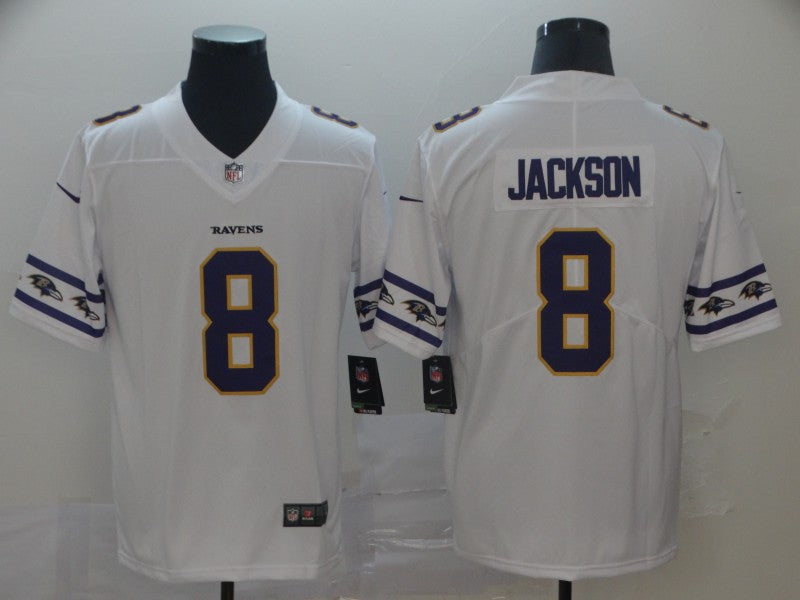 Men's Baltimore Ravens #8 Lamar Jackson White Jerseys
