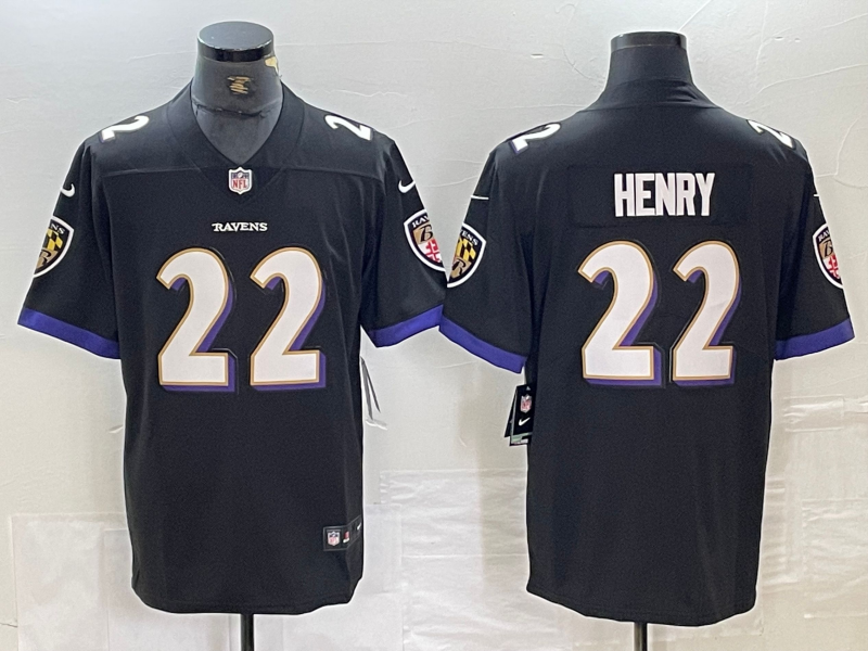 Men's Baltimore Ravens Derrick Henry #22 Black Game Player Jerseys