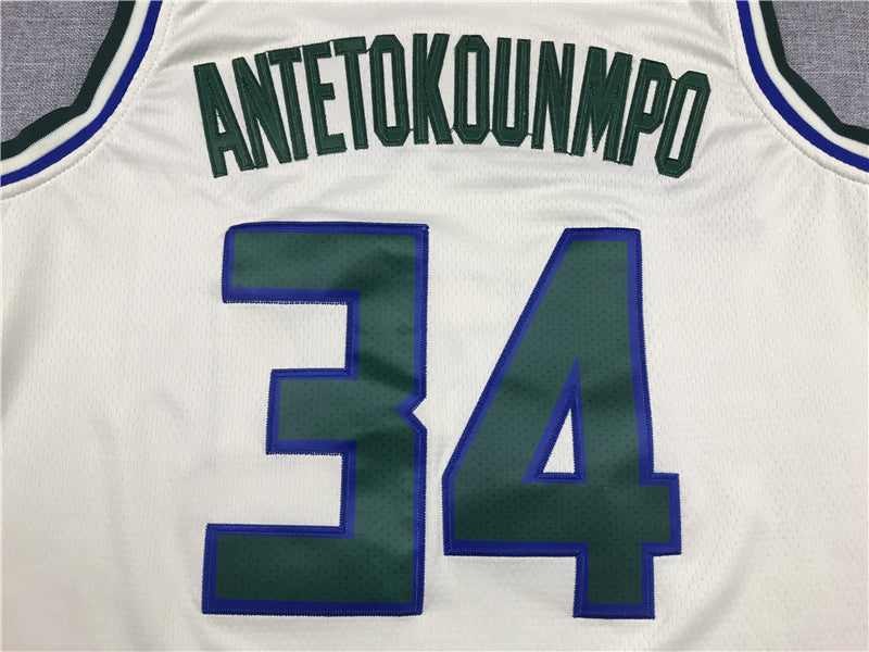 Men's Milwaukee Bucks Giannis Antetokounmpo #34 White Replica Player Jerseys