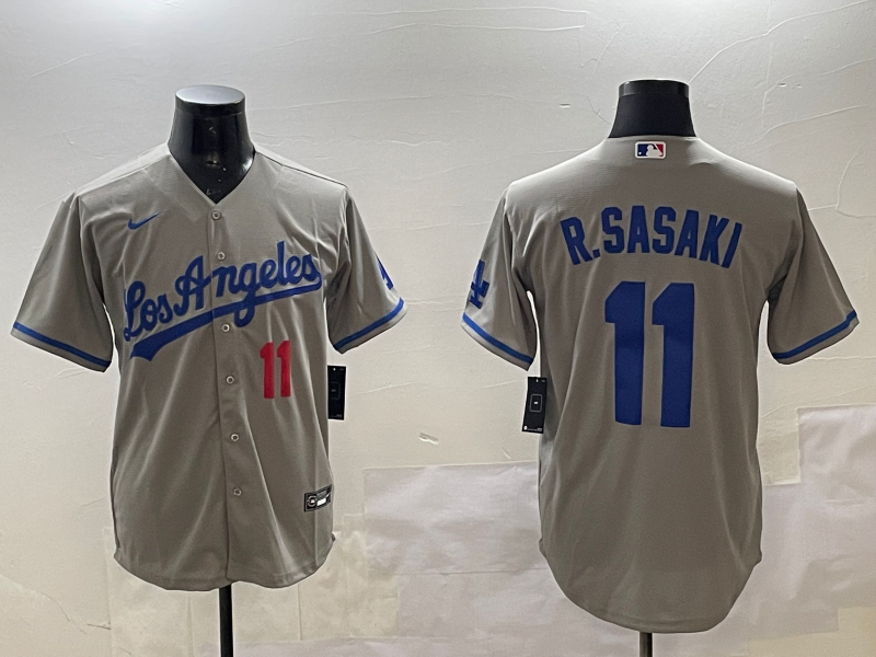 Men's Los Angeles Dodgers Roki Sasaki #11 Gray Alternate Replica Player Jerseys