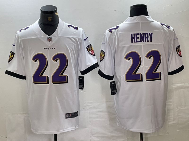 Men's Baltimore Ravens Derrick Henry #22 White Game Player Jerseys