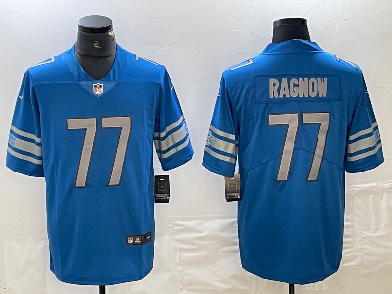 Men's Detroit Lions Frank Ragnow #77 Blue Player Game Jerseys