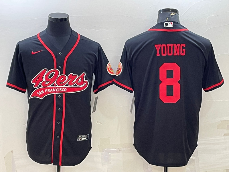 Men's San Francisco 49ers Steve Young #8 Black Game Jerseys Joint Edition