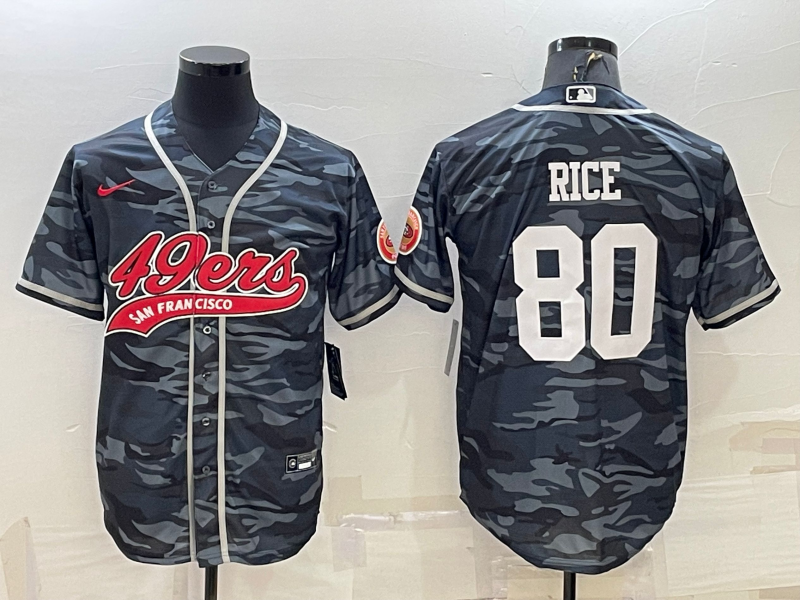 Men's San Francisco 49ers Jerry Rice #80 Grey Camouflage Game Jerseys Joint Edition