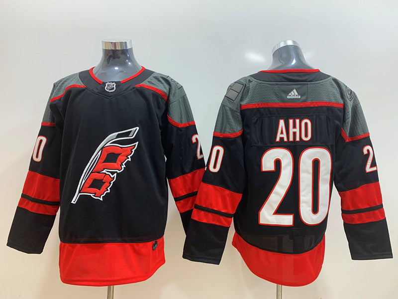Men's Carolina Hurricanes Sebastian Aho #20 Black Home Breakaway Player Jerseys