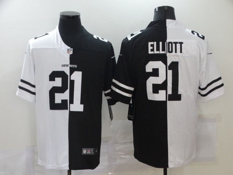 Men's Dallas Cowboys Ezekiel Elliott #21 Black/White Game Jerseys