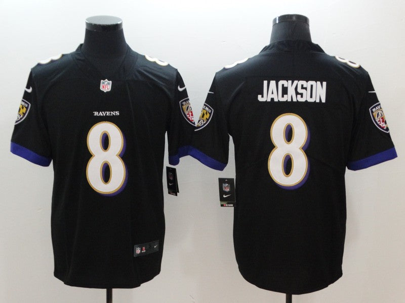 Men's Baltimore Ravens Lamar Jackson #8 Black Game Jerseys