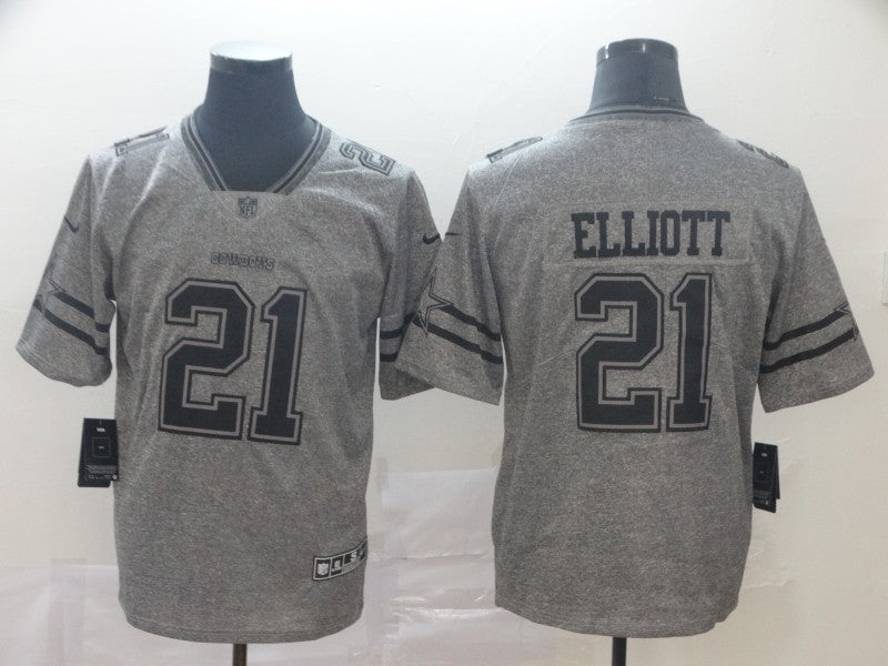 Men's Dallas Cowboys Ezekiel Elliott #21 Gray Alternate Game Jerseys