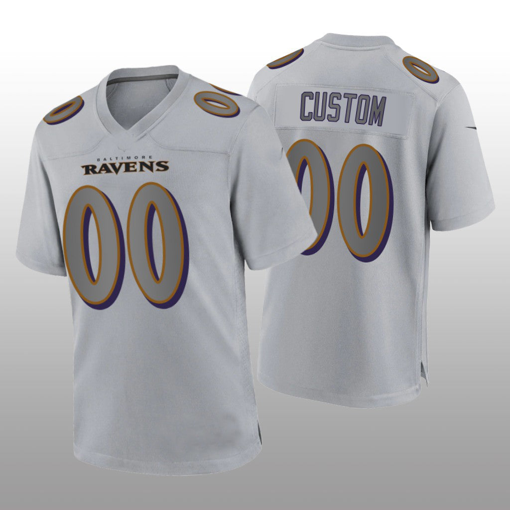 Custom1 Baltimore Ravens Gray Atmosphere Game Jerseys Stitched Jerseys Football Jerseys