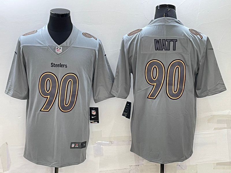 Men's Pittsburgh Steelers T.J. Watt #90 Gray Atmosphere Fashion Game Jerseys