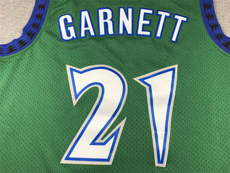 Men's Minnesota Timberwolves Kevin Garnett #21 Green Hardwood Classics Swingman Jerseys