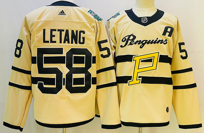 Men's Pittsburgh Penguins Kris Letang #58 Yellow Game Jerseys