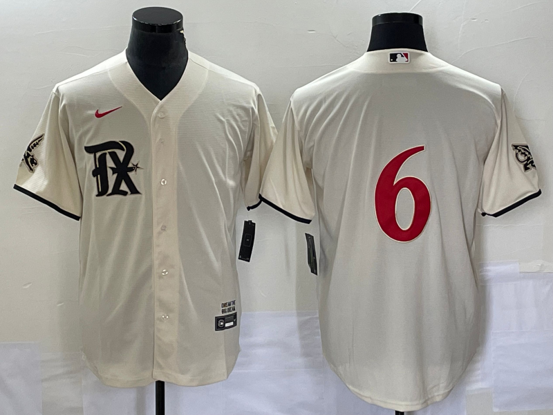 Men's Texas Rangers Josh Jung #6 Cream 2023 City Connect Replica Player Jerseys