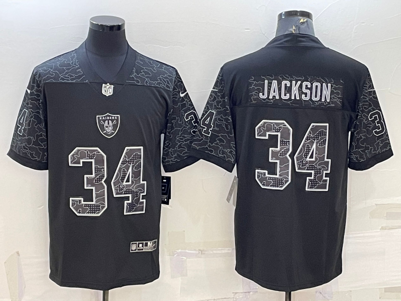 Men's Las Vegas Raiders Bo Jackson #34 Black RFLCTV Limited Jerseys