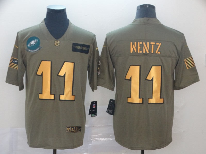 Men's Philadelphia Eagles Carson Wentz #11 Brown Game Jerseys