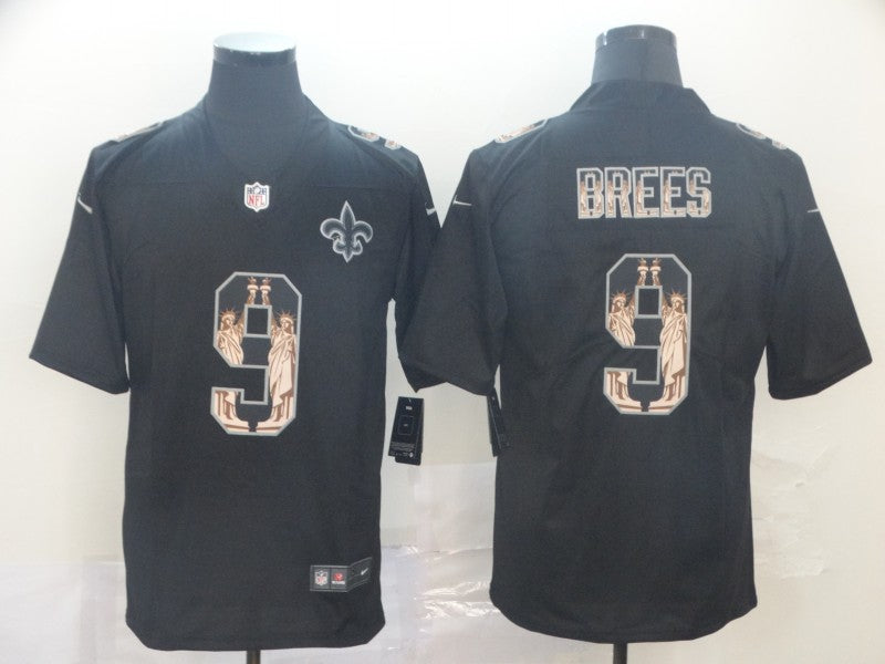 Men's New Orleans Saints Drew Brees #9 Black Authentic Game Jerseys