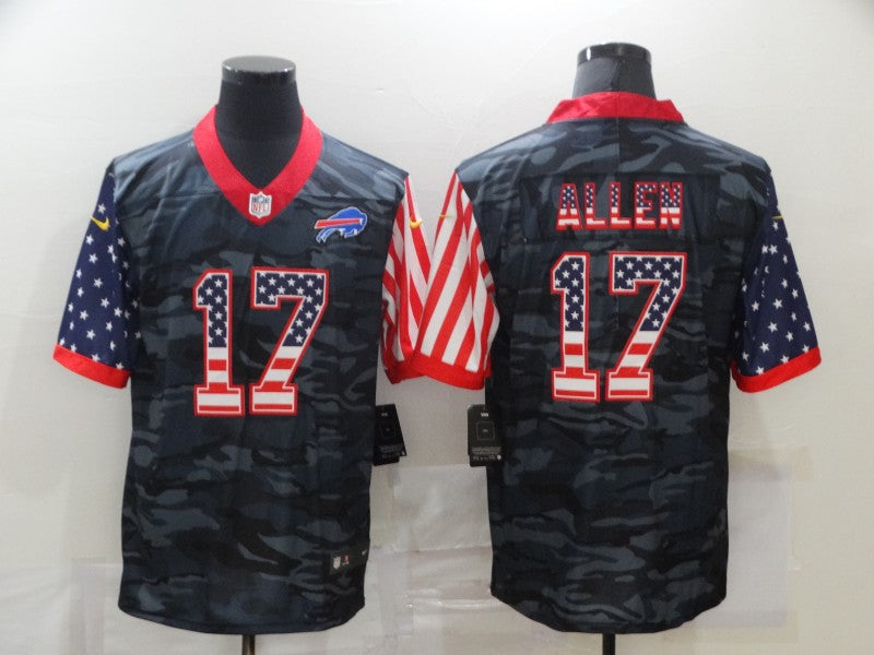 Men's Buffalo Bills Josh Allen #17 Gray Camouflage Game Player Jerseys