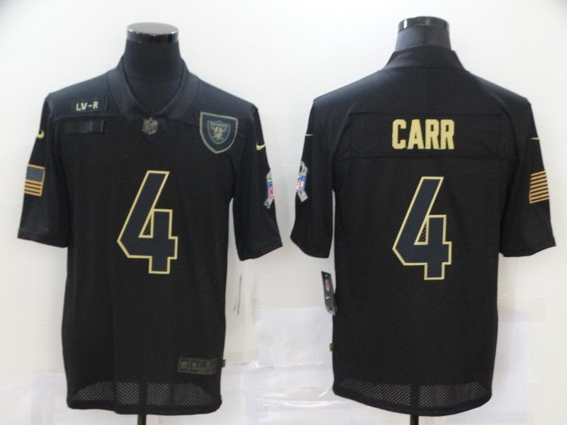 Men's Las Vegas Raiders #4 Derek Carr Black Player Game Jerseys