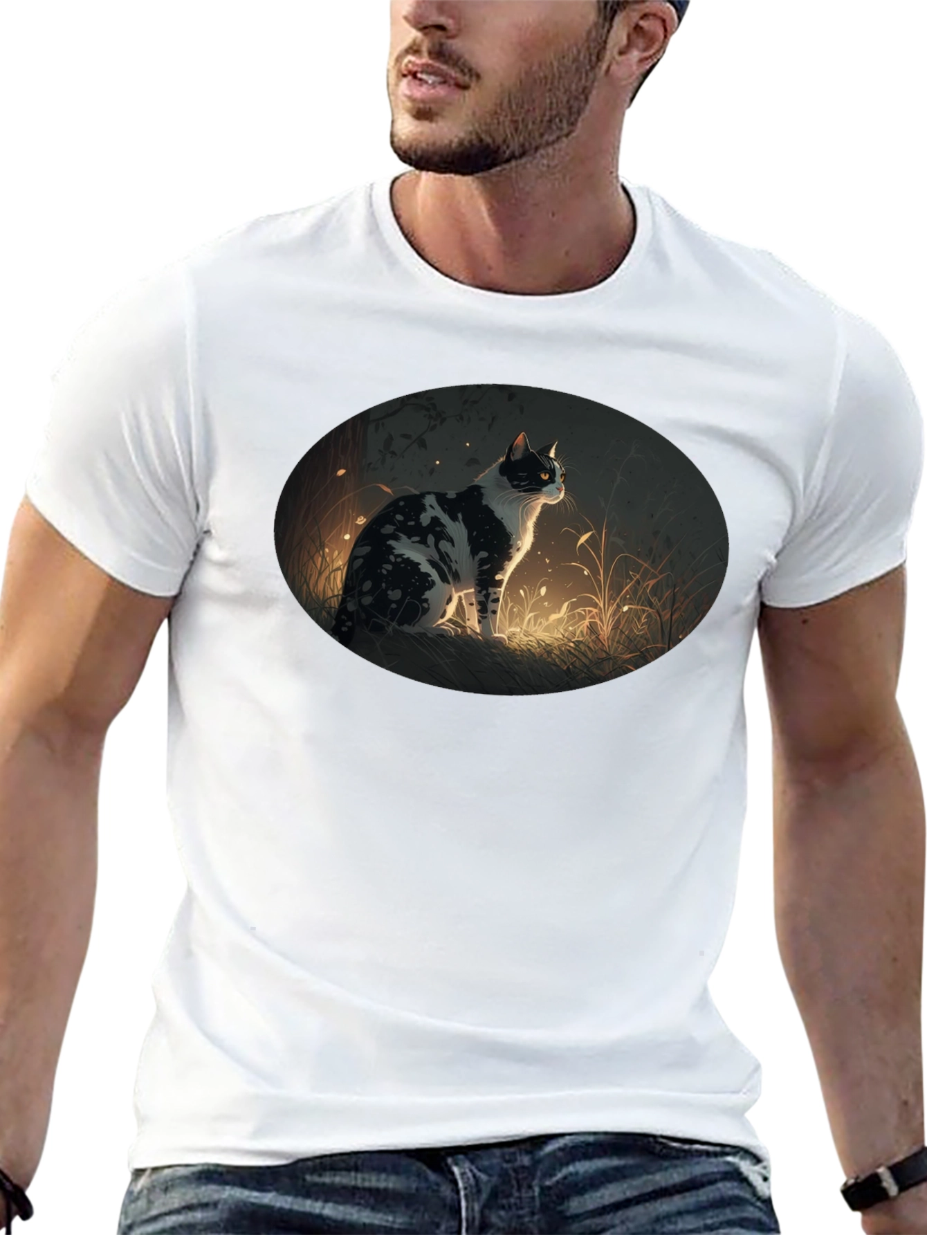Cat Graphic Tee - Stylish Black T-Shirt