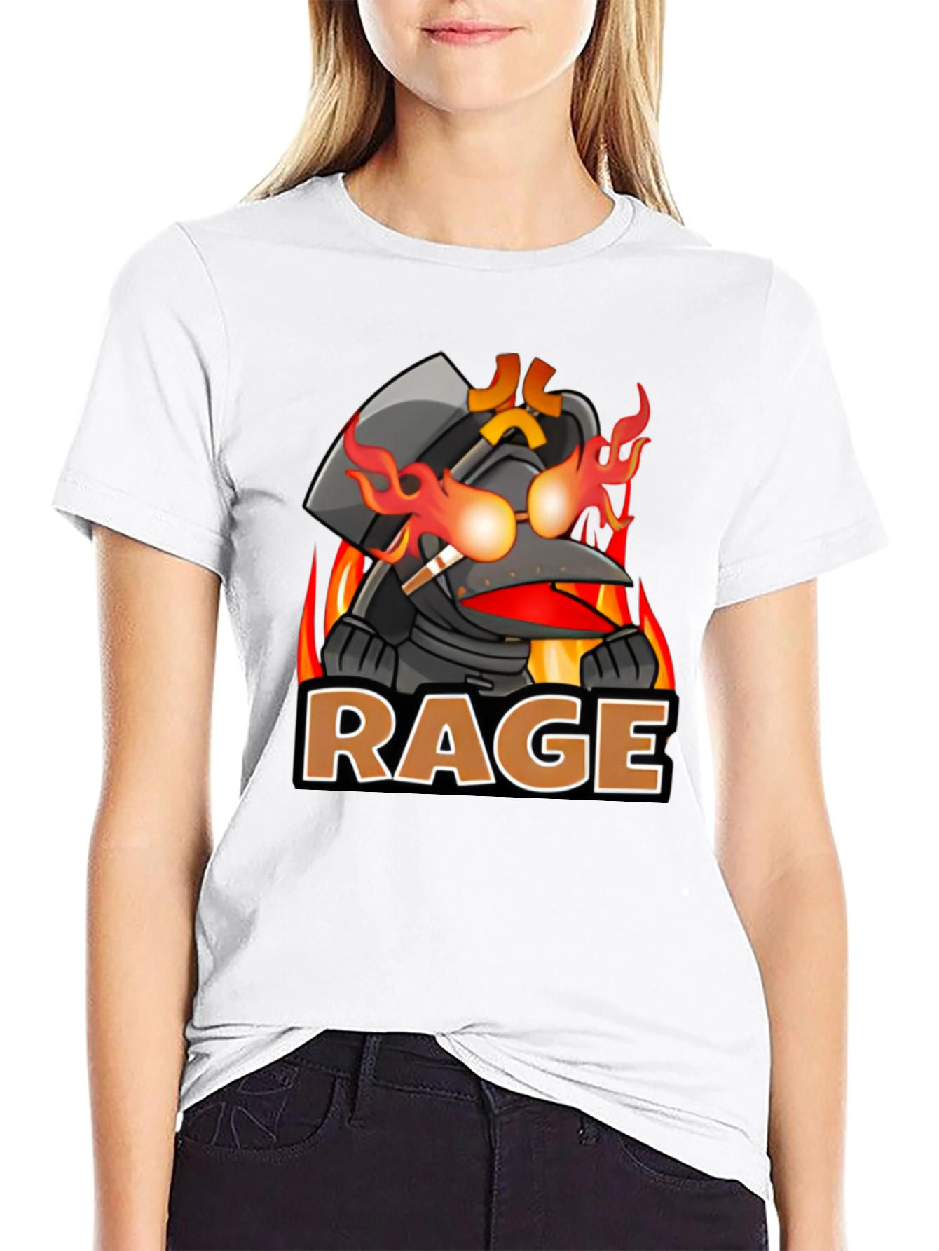 RAGE Cartoon Graphic Print Crew Neck T-Shirt
