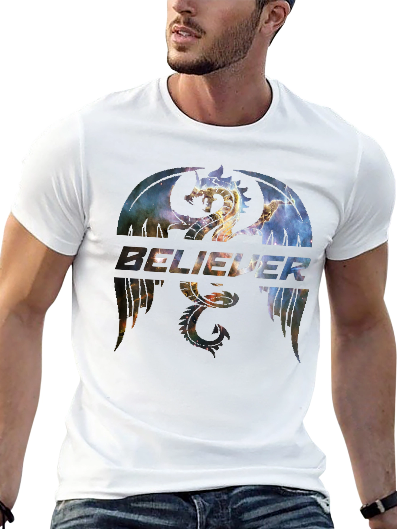 Believer Dragon Galaxy Graphic T-Shirt
