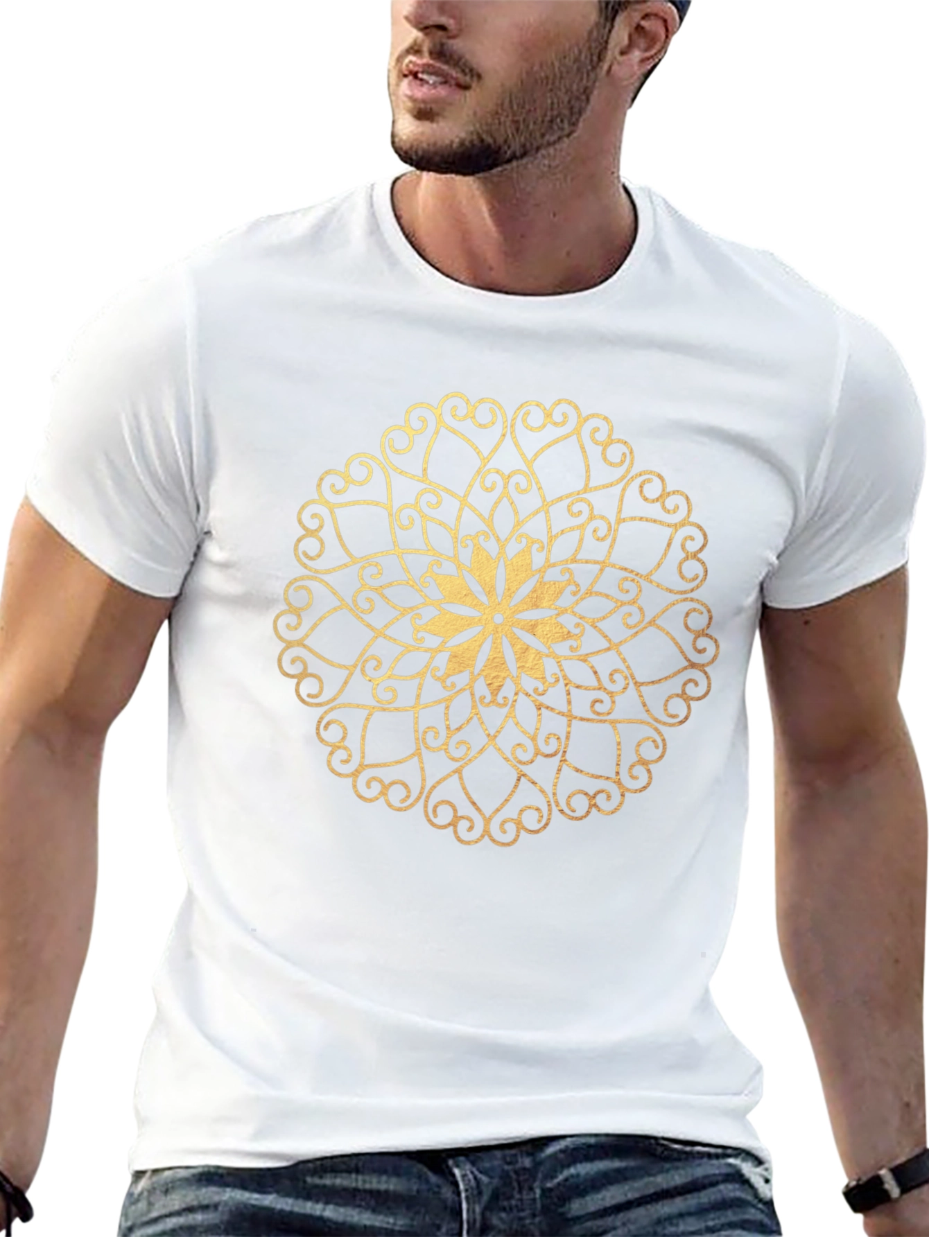 Elegant Mandala Graphic Tee - Black Cotton Comfort