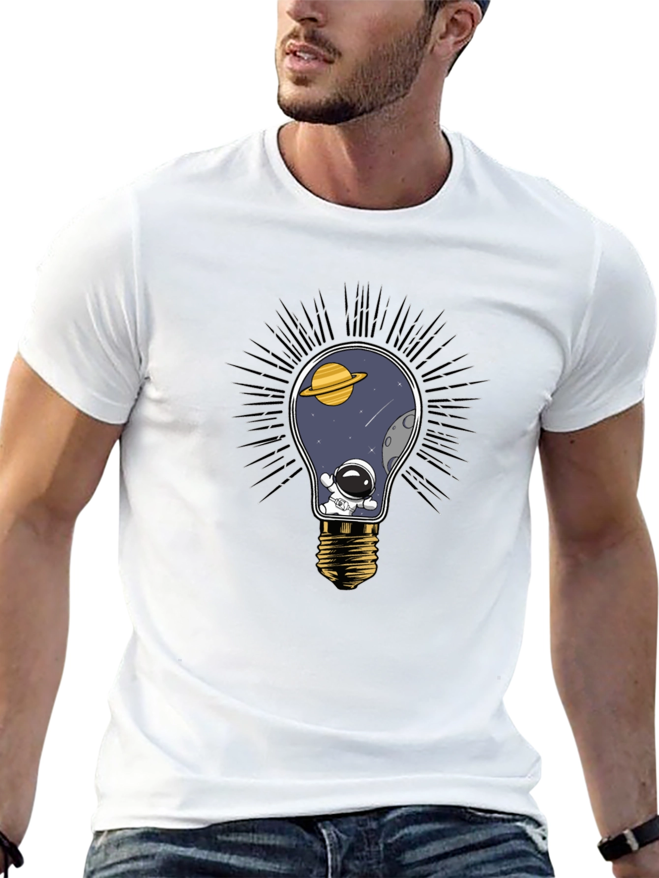 Cosmic Light Bulb T-Shirt - Space Astronaut Tee