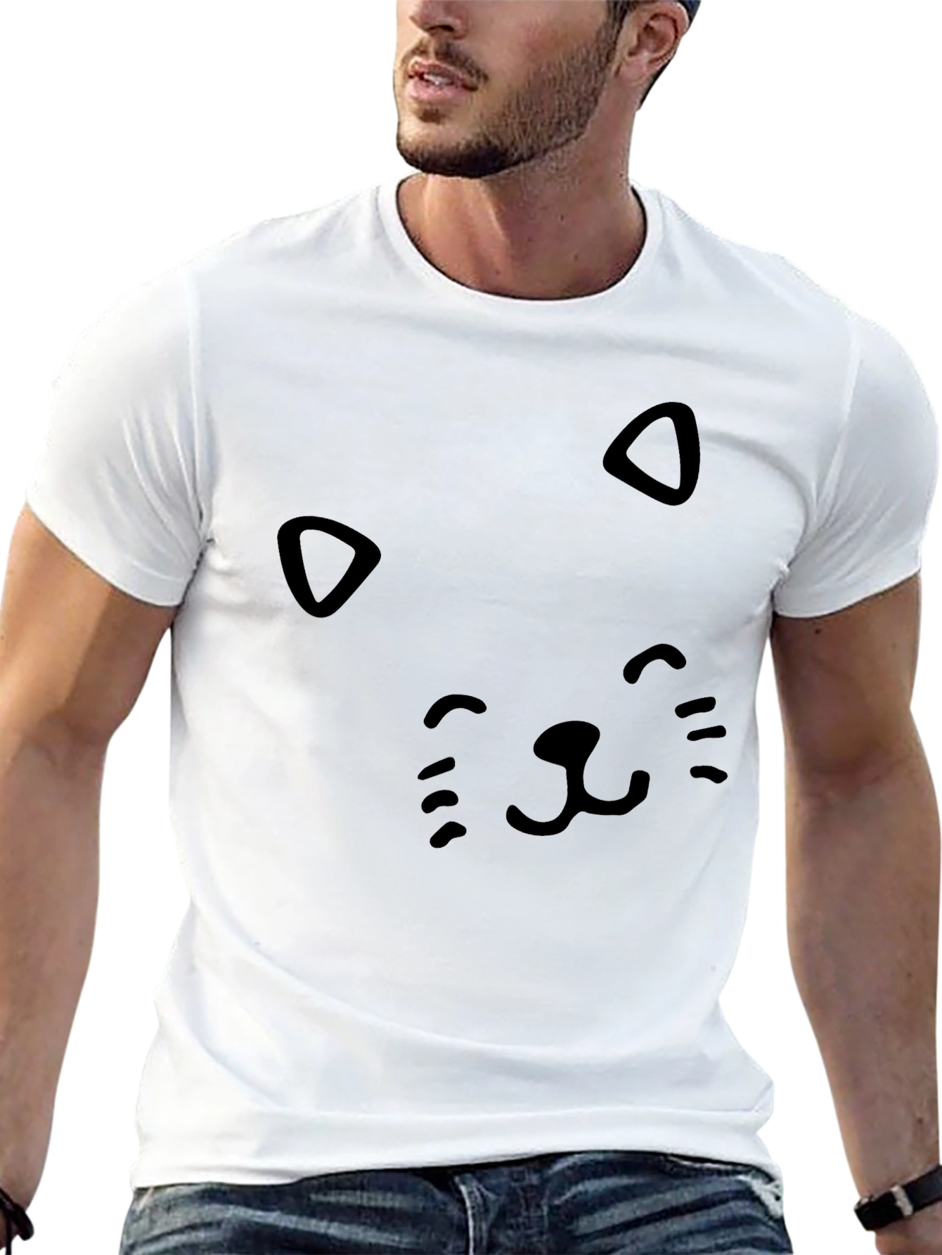 Cute Cat Face Black T-Shirt