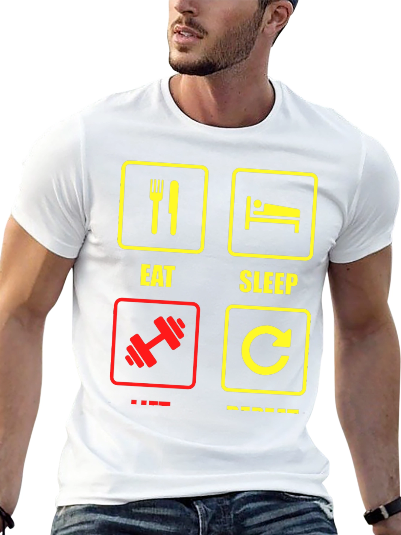 Eat Sleep Gym Repeat Graphic T-Shirt