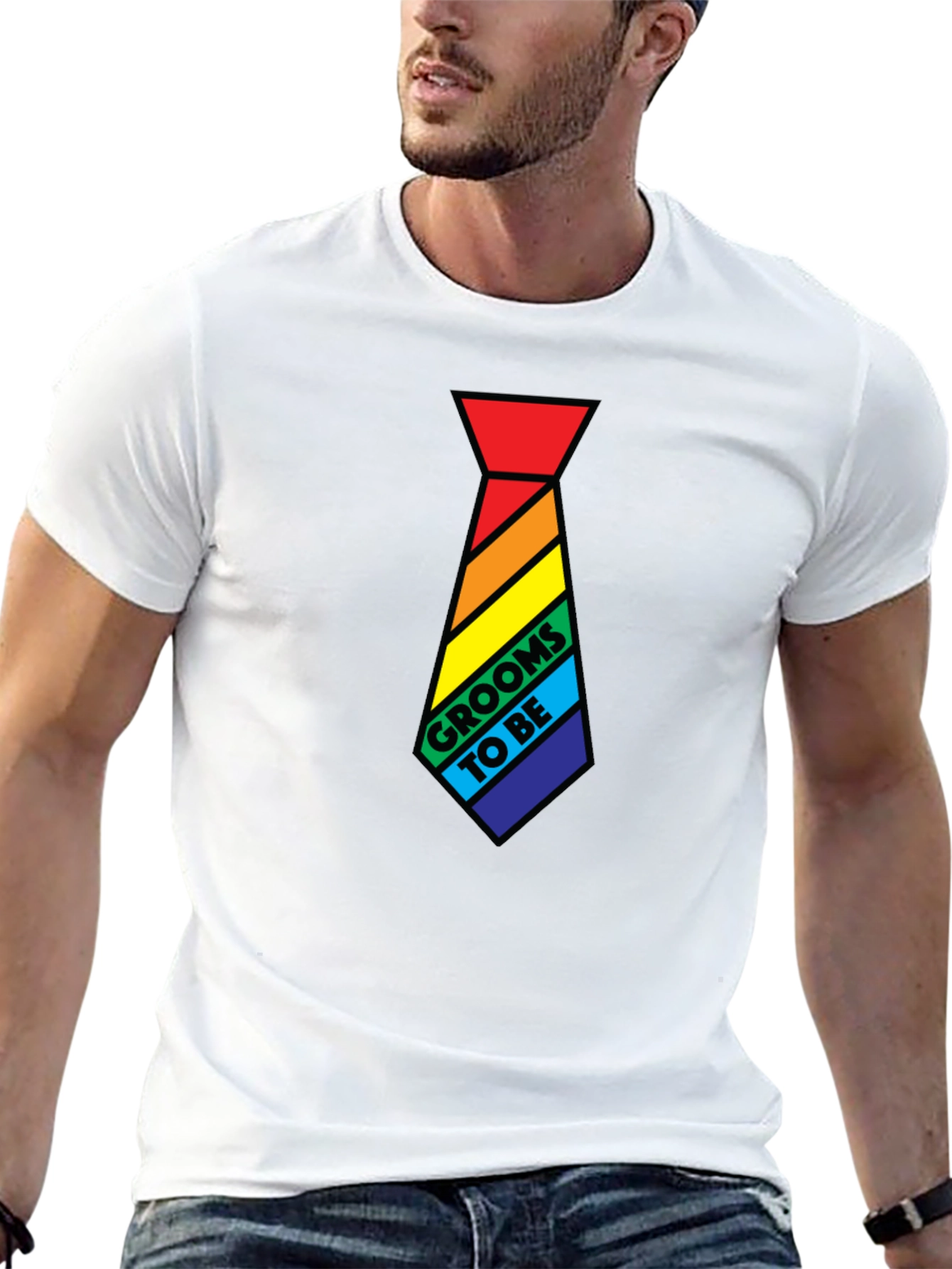 Grooms To Be Rainbow Tie Tee