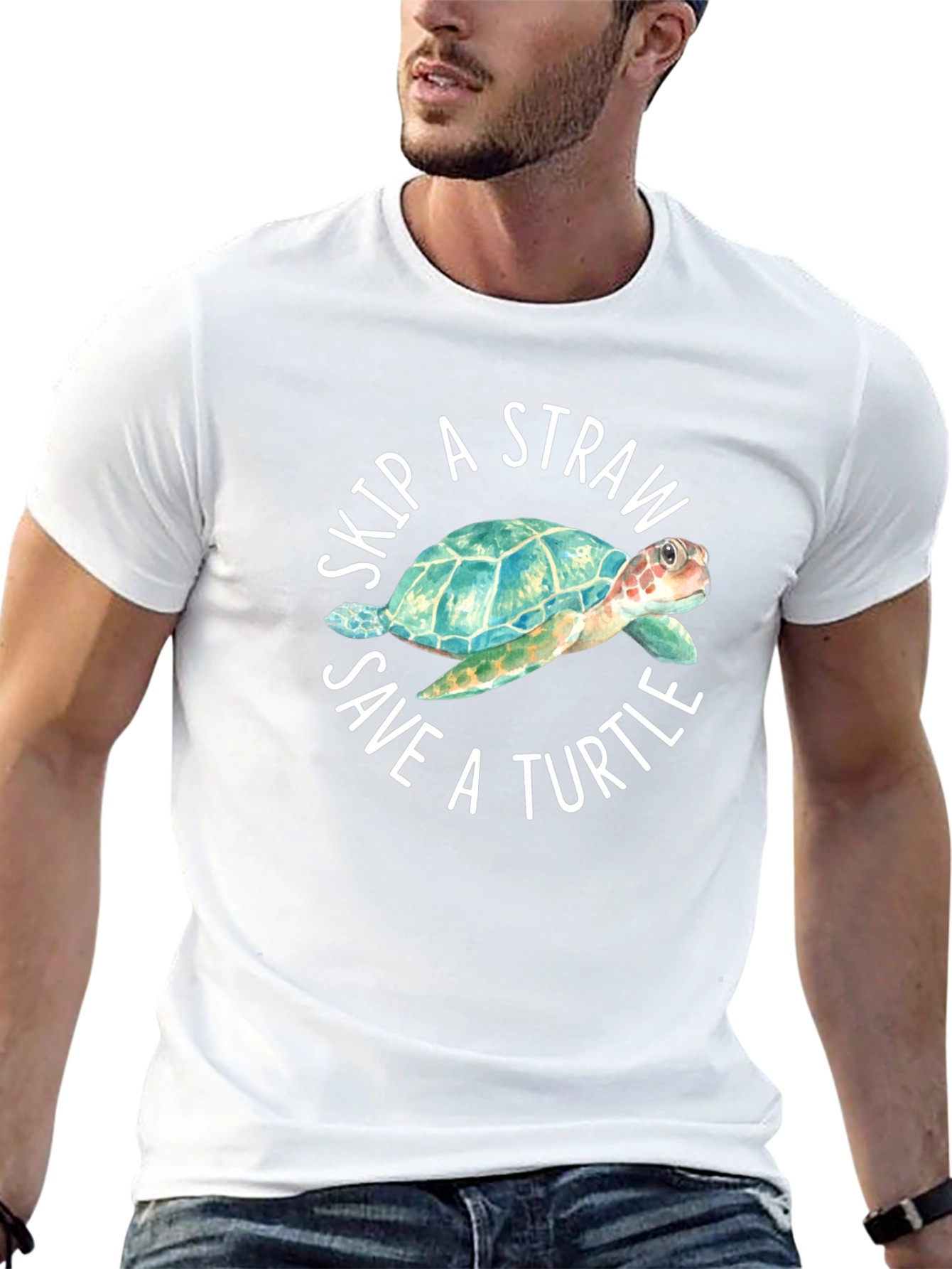 Skip a Straw Save a Turtle Graphic T-Shirt