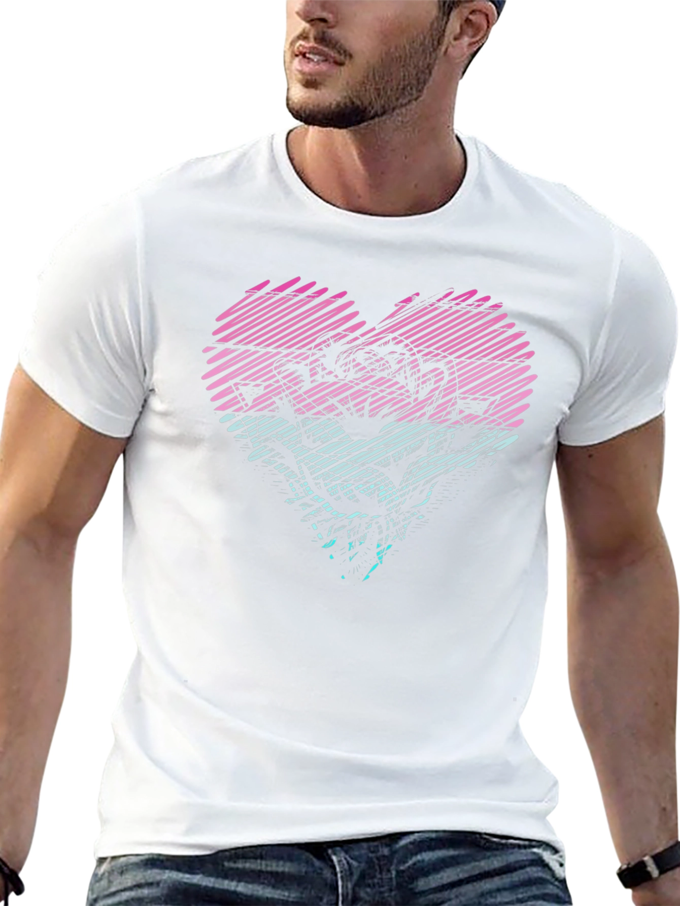 Heart Rose Graphic Tee - Stylish Black T-Shirt