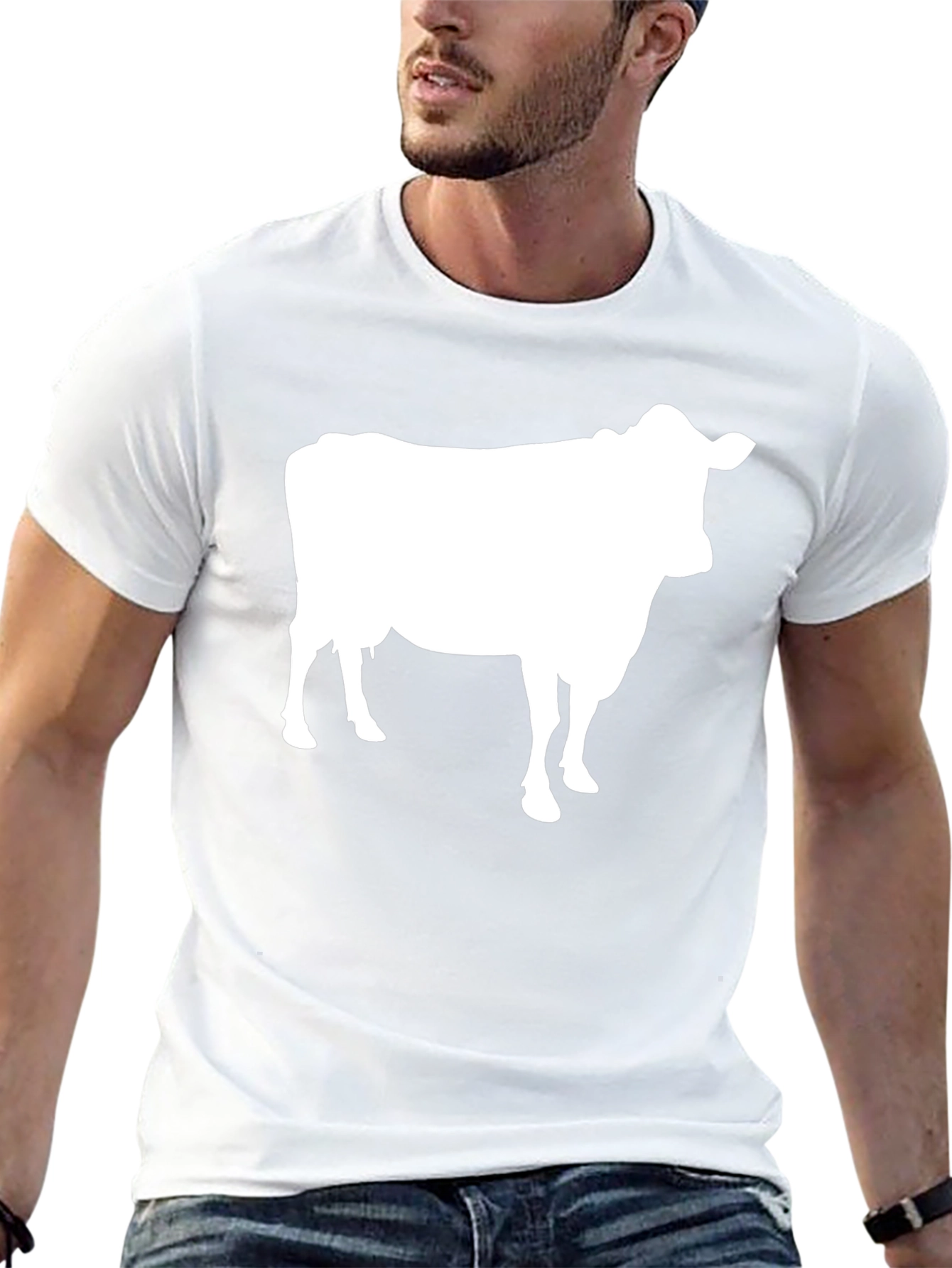 Cow Graphic Tee - Black Cotton T-Shirt