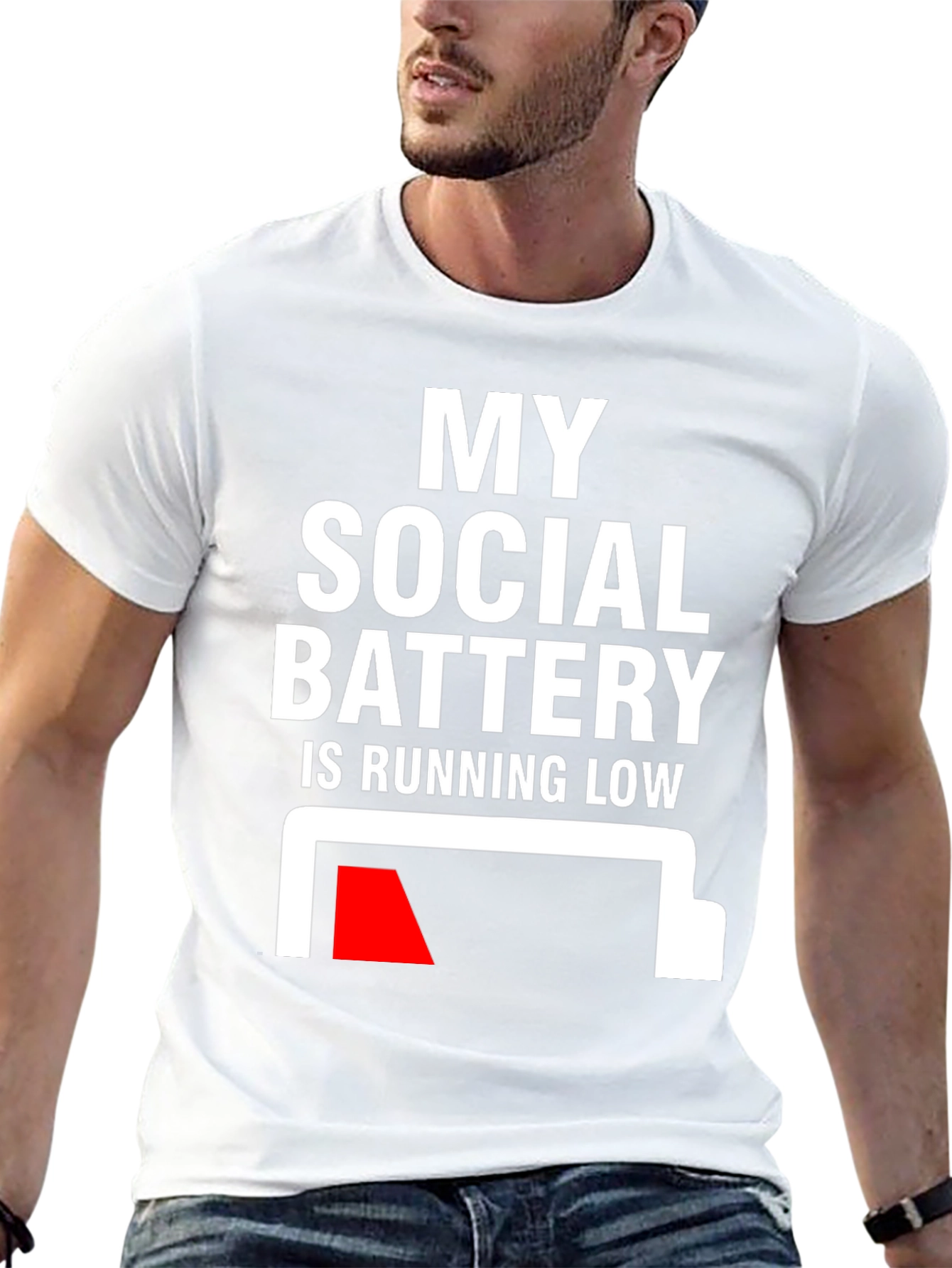Social Battery Low Graphic Tee - Introvert Humor