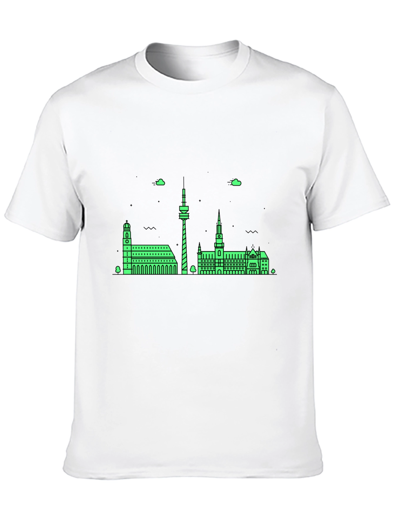 Munich Skyline T-Shirt - Black Cotton Tee