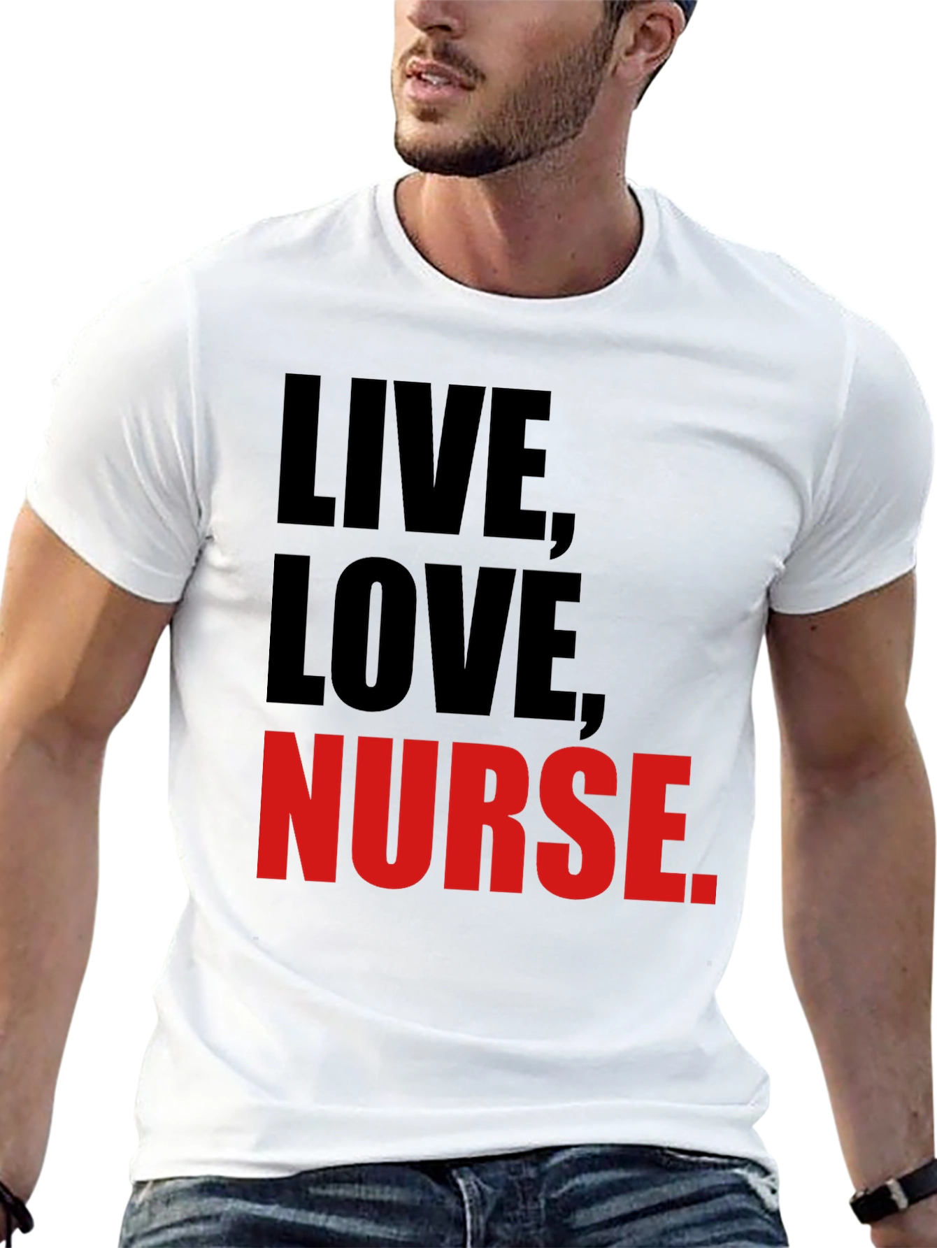 Live Love Nurse T-Shirt - Black Graphic Tee