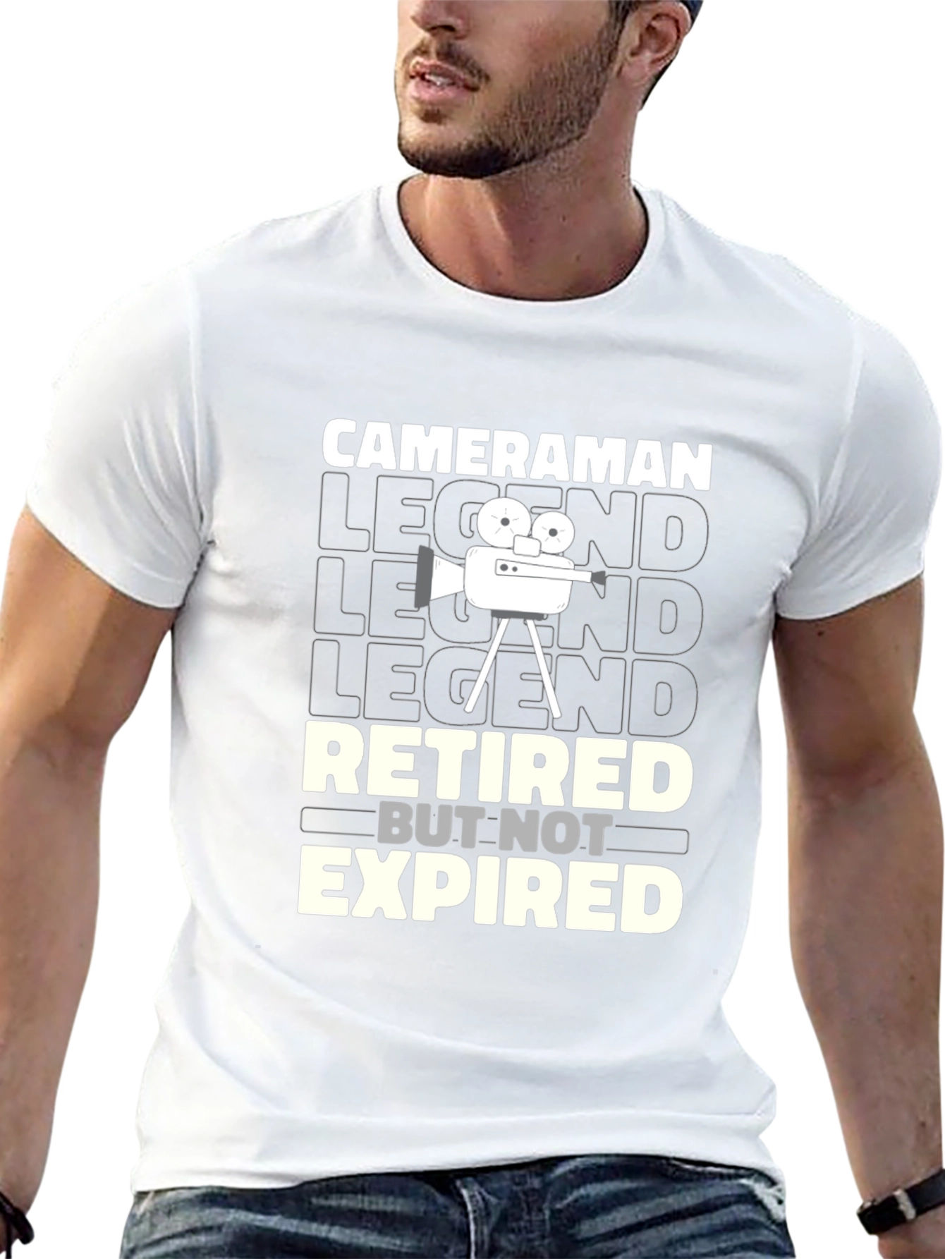 Cameraman Retired Legend Black Graphic T-Shirt