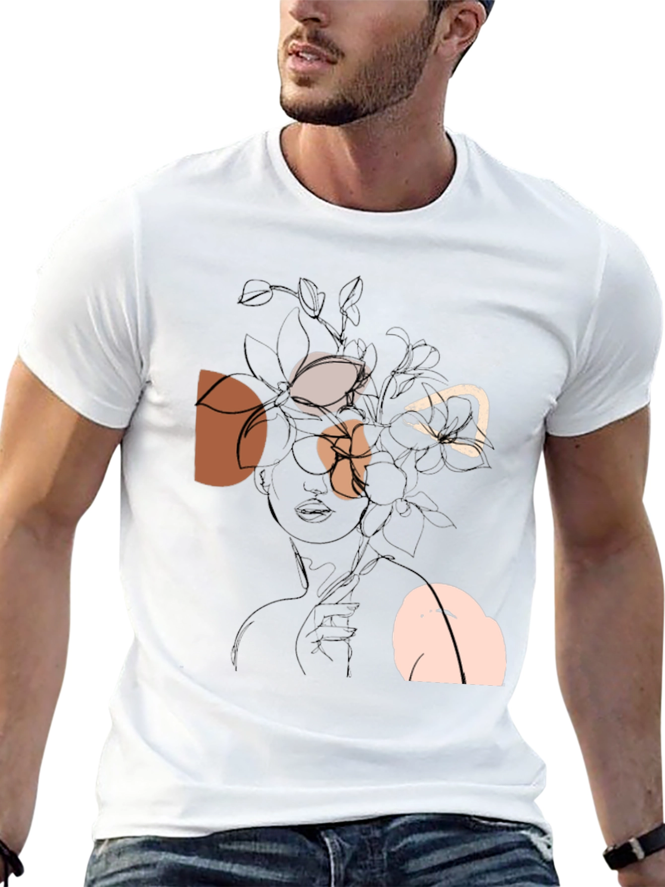 Abstract Floral Graphic Black T-Shirt