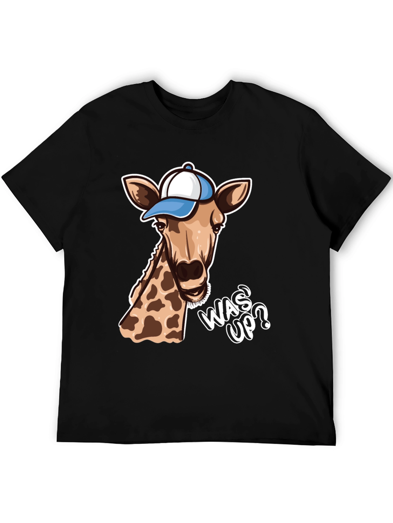 Cool Giraffe T-Shirt: Was Up? Black Tee