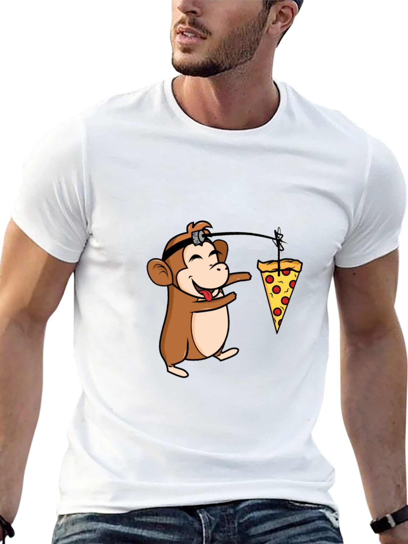 Funny Monkey Pizza T-Shirt - Novelty Cartoon Tee